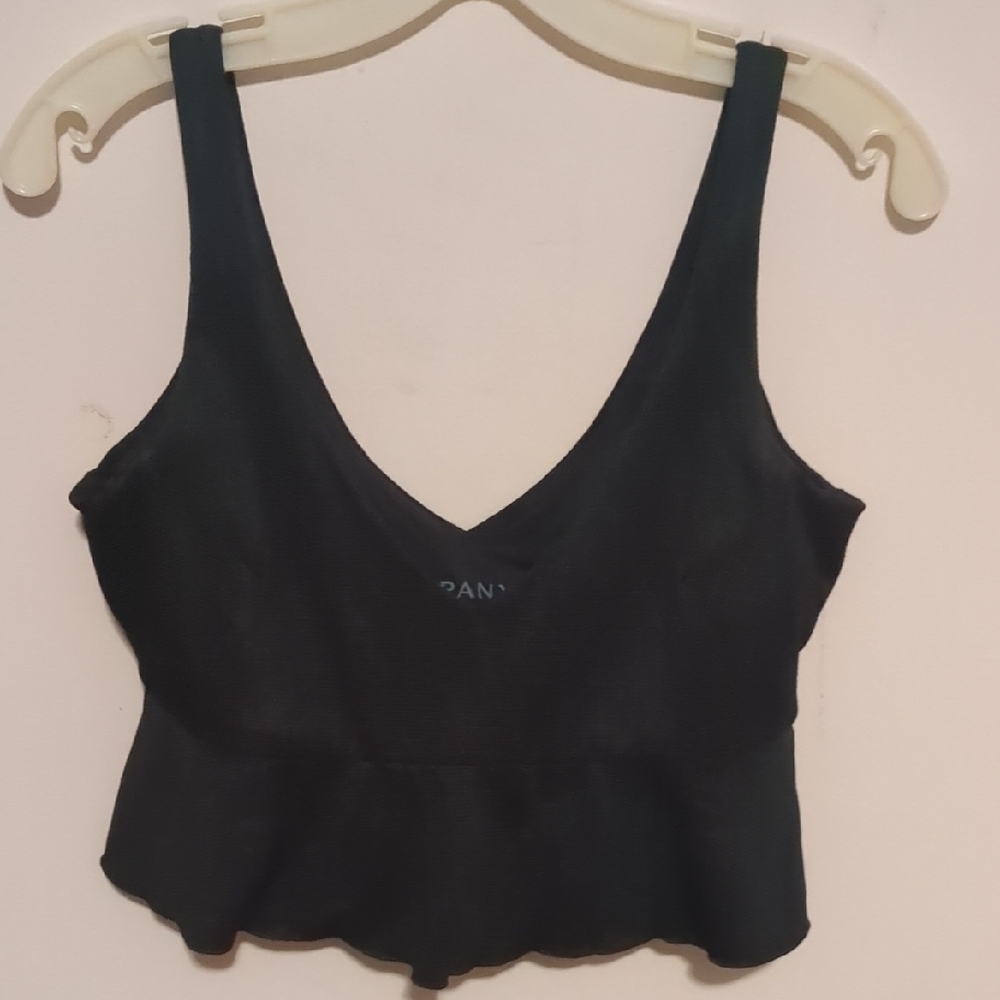SPANX Black V-Neck Peplum Swim Top